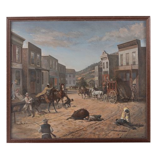 Nathaniel K. Gibbs. Old West Bank Robbery, Oil