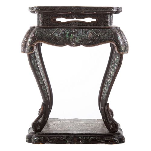 Chinese Mother of Pearl Inlaid Wood Stand