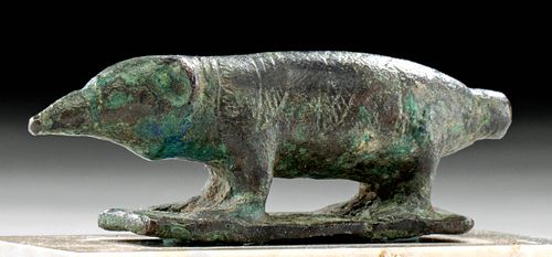 Egyptian Bronze Votive of a Shrew (for Sarcophagus Lid)