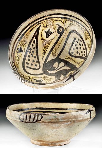 Nishapur Glazed Pottery Bowl with Bird
