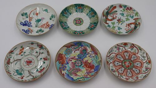 Assorted Grouping of (6) Chinese Porcelain Saucers