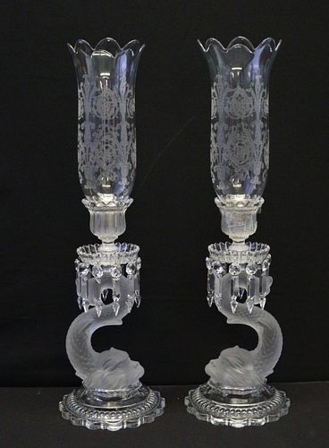 A  Pair Of  Baccarat Crystal Dauphine Hurricane