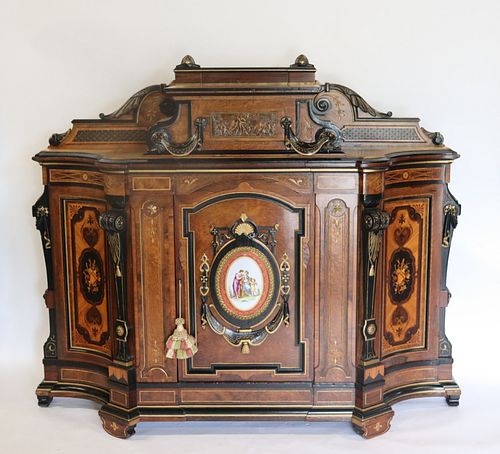 Magnificent Victorian Ebonised, Inlaid And Bronze