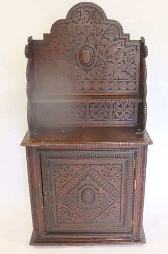 Possibly Irish Highly Carved Step Back Cabinet.