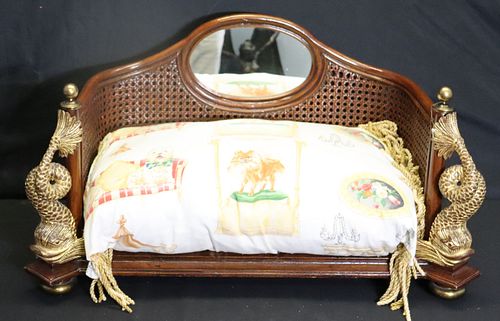 Maitland Smith Carved And Gilt Decorated Dog Bed.