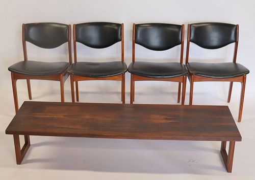 4 Danish Midcentury Chairs Together with A