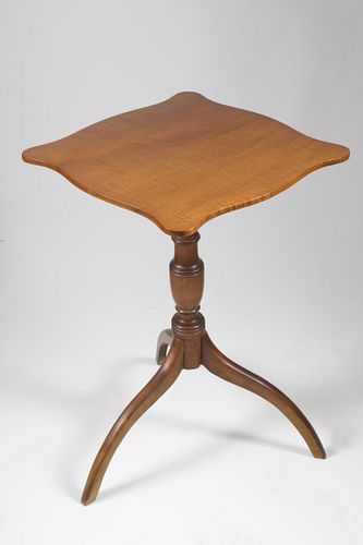 Nantucket Tiger Maple Tripod Candlestand, 19th Century