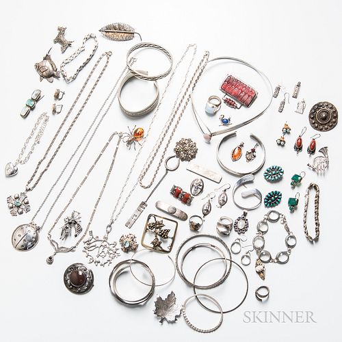 Group of Silver and Silver-plated Jewelry