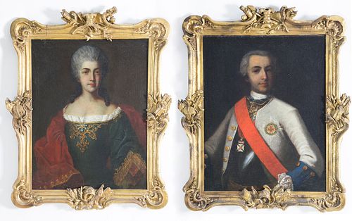 Pair of Portraits "Dorothea Augusta Eleonora and Friederich Hermann von der Streithorst", circa 1732