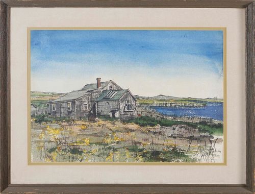 Roy Vandam Watercolor on Paper "Linda Loring's Pond House"