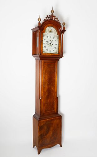 Levi Pitkin of East Hartford, Connecticut Inlaid Mahogany Tall Case Clock, circa 1790s