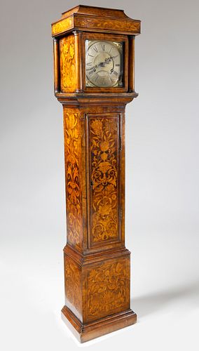 Hy Hindley Marquetry Inlaid Grandmother Clock, mid 18th Century