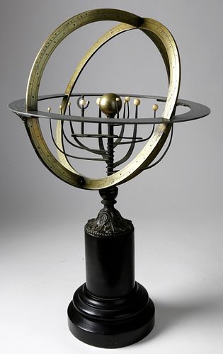 French Brass and Ivory Armillary Sphere, 19th Century