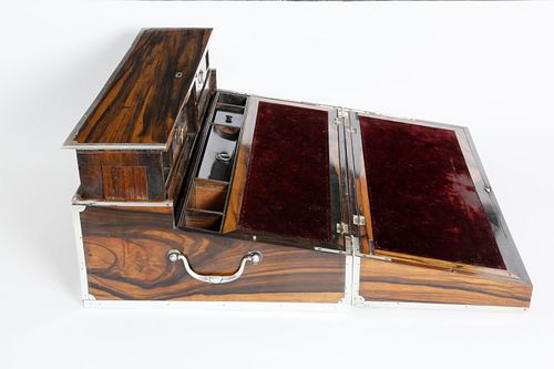 Coromandel Silver Trimmed Traveling Desk Box, circa 1820-1840