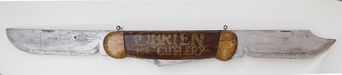Very Large “Obrien Fine Cutlery” Folk Art Double Sided Trade Sign