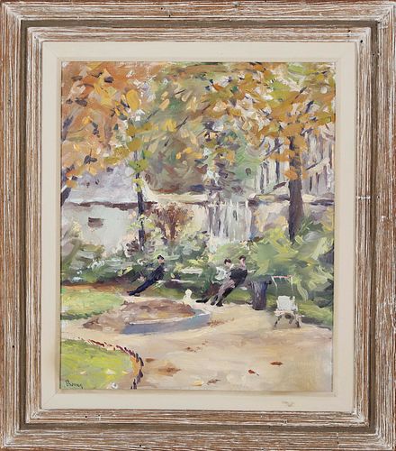 Andrew Shunney Oil on Canvas "Parc de Talleyrand, Paris", circa 1940s