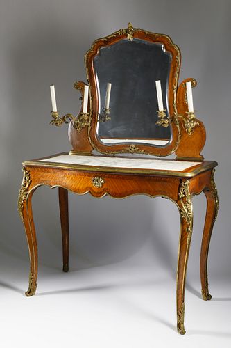 French Ormolu Mounted Kingwood and Parquetry Dressing Table, Paris, circa 1900