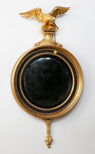 English Carved Gilt Convex Mirror, circa 1820