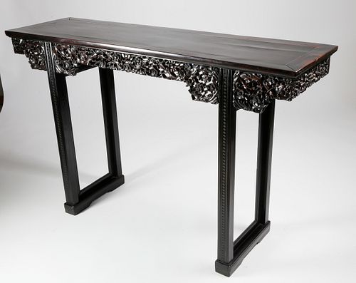 Chinese Carved Teak Wood Altar Table, circa 1850