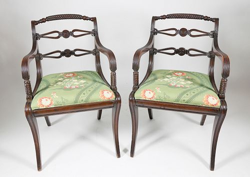 Pair of Regency Mahogany Open Armchairs, circa 1820