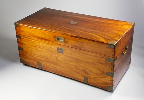 Chinese Export Camphorwood Brass Bound Chest, 19th Century
