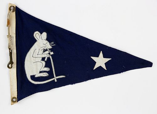 Vintage Nantucket Wharf Rat Club Burgee Flag, 1950s