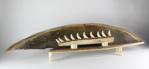 Whaler Made Whalebone, Baleen and Whale's Teeth Mantel Decoration, circa 1850