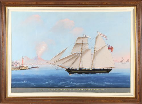 Nicolo Fondo  Neapolitan Gouache "Portrait of the Ship Wave of Brixham, Wm Penny Commander" - 1855