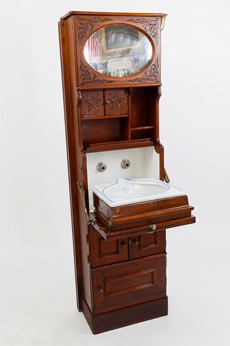 Walnut Ship's Sink Cabinet, 19th Century
