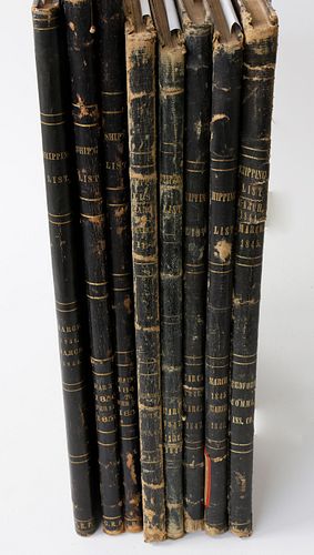 Group of 8 Bound Volumes of “Whalemen’s Shipping List and Merchant’s Transcript”