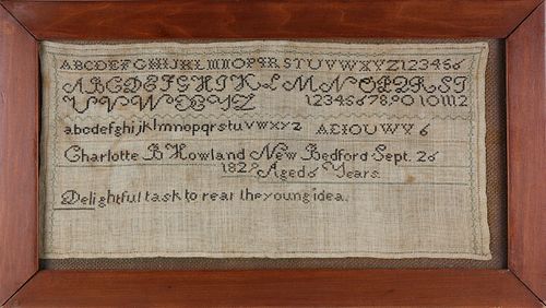 Needlework Sampler “Charlotte B. Howland of New Bedford”, Sept. 26, 1829