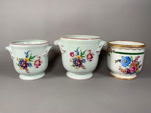 Three Porcelain Cachepots, Modern