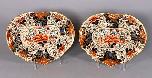 Pair of Derby Imari Heart Shaped Dishes, c.1800-25