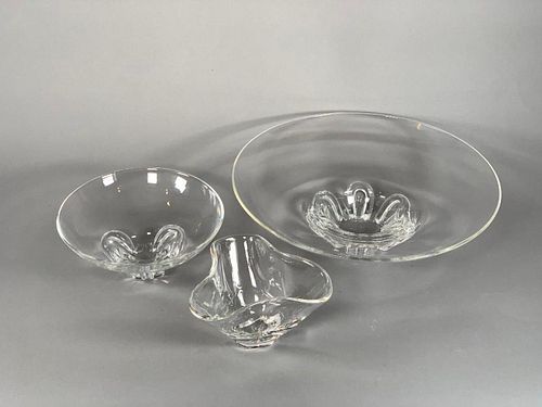 Three Steuben Colorless Crystal Bowls