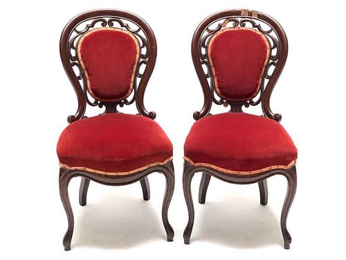 Pair of Victorian Walnut Side Chairs