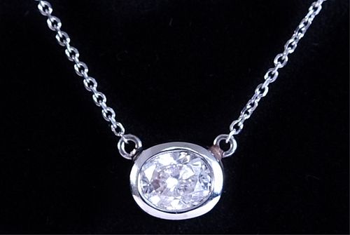 14K White Gold & 1 CT Diamond Pendant Necklace