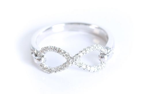 14K White Gold & Diamond 'Infinity' Ring