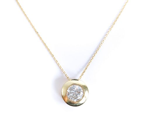 14K Yellow Gold Necklace & .45 CT Diamond Pendant