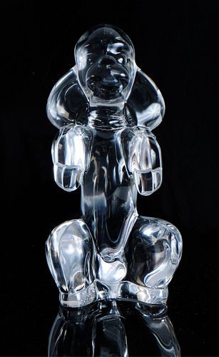 French Sevres Crystal Sculpture of a Poodle