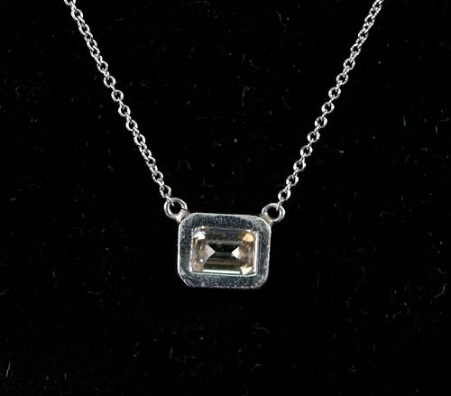 14K White Gold & 0.78 CT Diamond Pendant Necklace