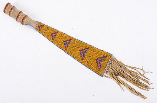 Lakota Sioux Fully Beaded Tomahawk Drop c. 1890