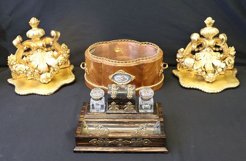 Antique Grouping To Include An Inkwell, A Pair