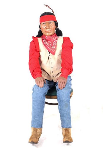 1930's Trading Post Ceramic Cigar Store Indian