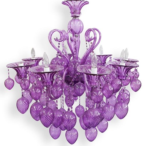 Murano Bella Vetro Purple Glass Chandelier
