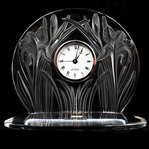 Lalique France Signed "Irises" Clock