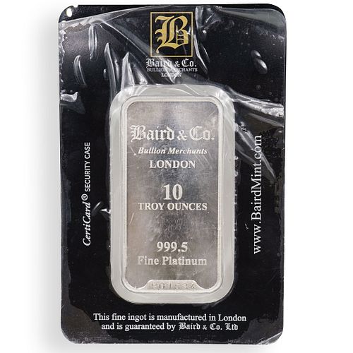 10oz Baird & Co. Platinum Bar .999 Fine