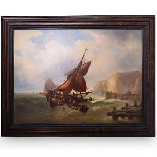 Mauritz Hendrick de Haas "Ship in Peril" Oil On Canvas