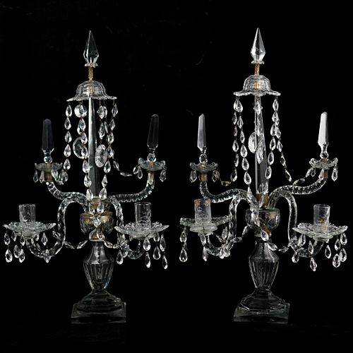Pair of 19th Cent. Crystal Chandelier Lamps