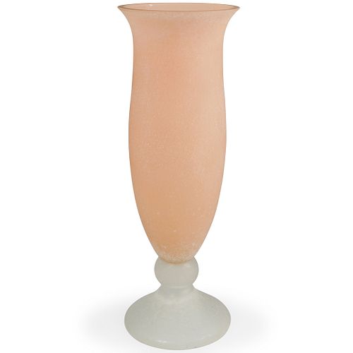 Signed Murano Scavo Glass Vase