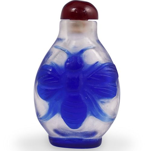 Chinese Blue Cameo Glass Snuff Bottle